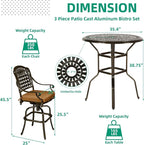 VIVIJASON 5-Piece Patio Swivel Bar Stools Set, All Weather Outdoor Cast - Image 6