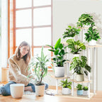 7 Tier Plant Stand Indoor, Thickened Metal Wood Corner Plant Shelf Stands - Image 6