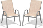 Patio Chairs Set of 2, Easily Set Up Stackable Outdoor Dining Chairs by Dovov