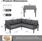 Patio Furniture Set, 6 Pieces Outdoor Couch Sectional, L Shaped Patio Sofa - Image 2