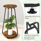 Plant Stand Indoor, 2 Tier Plant Shelf Pedestal Stand Flower Stand, Metal Wood - Image 4