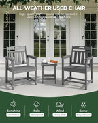 Patio Chairs Set of 2, HDPE Outdoor Dining Chairs - Image 4