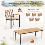 Tangkula 9-Piece Patio Dining Set, Outdoor Acacia Wood Dining Table - Image 4