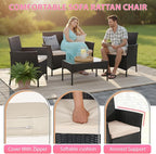 FDW Rattan Furniture Wicker Chair Patio Bristo Set - Image 5