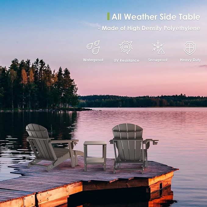 GREENVINES Adirondack-Outdoor-Side-Table | Set of 4 | 14 x 13 Inches | HDPE - Image 6