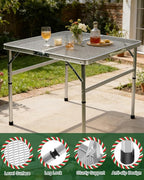 Square Folding Card Table with Adjustable Height, Patio & Indoor Use, Fits 2–4 - Image 5