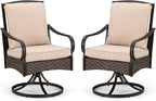 PHI VILLA Patio Swivel Chairs Set of 2, Heavy Duty Outdoor Metal Wicker Dining by PHIVILLAThepioneerofcomfortablehouseholdsupplies