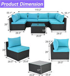 7 Piece Outdoor Patio Furniture Sets, Turquoise Patio Sectional Furniture - Image 6