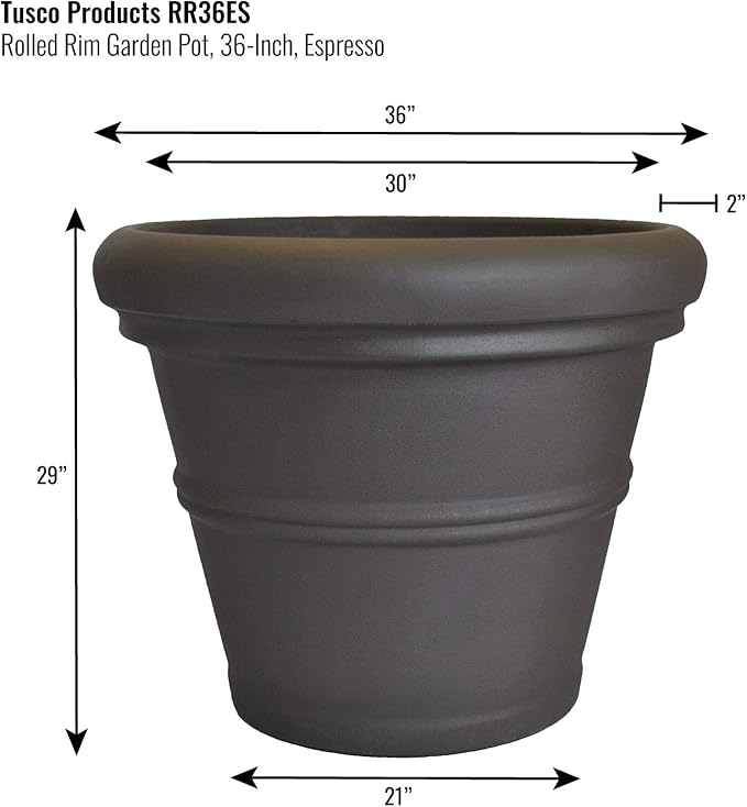Tusco Products RR36ES Classic Rolled Rim Garden Planter - Image 2