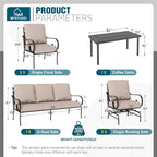 MFSTUDIO 7 Seats Large Metal Patio Conversation Sets, 6 Pieces Outdoor - Image 8