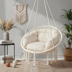 Monibloom Hanging Hammock Chair w/Large Comfy Cushion, Macrame Swing Chair - Image 3