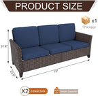 Patio Couch with High Back, All Weather PE Wicker Couch with Waterproof Cushion - Image 4
