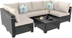 7 Pieces Outdoor Conversation Sectional Rattan Sofa, Patio Furniture Set - Image 8