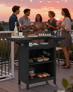 SERWALL Outdoor Bar Table, Patio Bar Cabinet - Image 9
