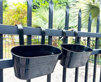 2 Pack Metal Hanging Planter for Outdoor Plants, 10 Inch Black Fence Planters - Image 9