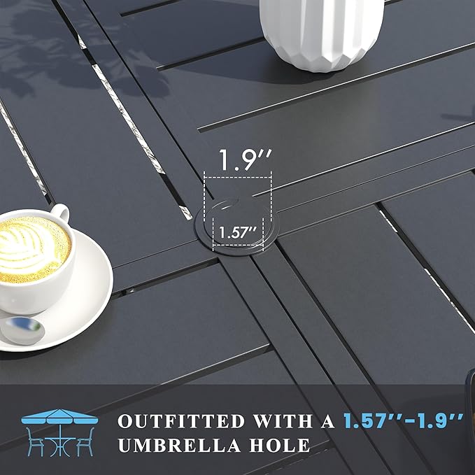 VICLLAX Patio Table and Chair Set of 10, All Weather Metal Round Outdoor Dining - Image 2