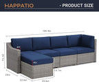 HAPPATIO 5 Piece Patio Conversation Set, All-Weather Patio Furniture Set - Image 6