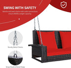 RELAX4LIFE Porch Swing 2-Seat Patio Rattan, Wicker Porch Swings Outdoor W/Two - Image 6