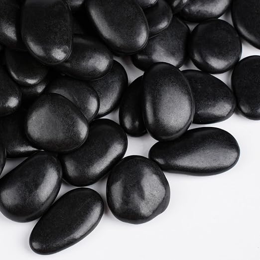 30 lbs Black Rocks for Planters, Polished Garden Stones for Outdoor Landscaping by OutdoorD%C3%A9cor