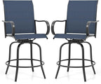 Giantex Set of 2 Swivel Outdoor Bar Stools, All-Weather Bar Height Patio Chairs by Giantex