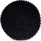 FRELISH DECOR Round Pouf Ottoman Hand Knitted 100% Cotton Pouf Foot Stool - Image 3