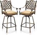 VINGLI Outdoor Swivel Bar Stools Set of 2, Cast Aluminum All-Weather Patio Bar by VINGLI