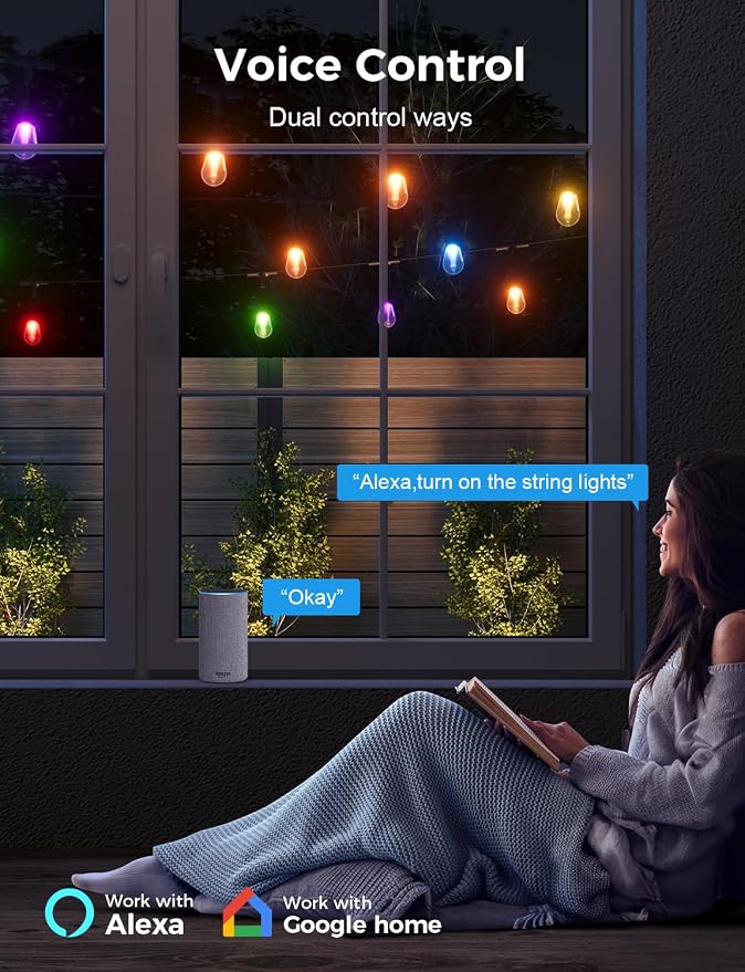 XMCOSY+ Smart Outdoor String Lights, 123Ft Patio Lights Waterproof, App Control - Image 5