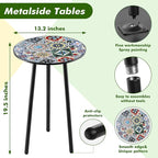 1 Pack Metal Outdoor Side Table Small Outside Round End Table - Image 3