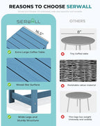 SERWALL Rectangle Outdoor Coffee Table, HDPE Patio Coffee Table - Image 5
