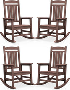 SERWALL HDPE Outdoor Rocking Chair Set of 4, Oversized Patio Rocking Chairs by SERWALL