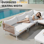 6 Piece Modern Outdoor Sectional Sofa, Weather-Resistant Metal Frame and - Image 5