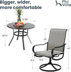 PHI VILLA 5 Piece Patio Dining Set, 4 Swivel Patio Chairs and 1 Round Metal - Image 6