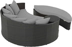 Modway Sojourn Wicker Rattan Outdoor Patio Sunbrella Fabric Daybed in Canvas - Image 3