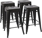 Devoko Metal Bar Stools 24" Indoor Outdoor Stackable Barstools Modern Style by DEVOKO