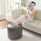 HIGOGOGO Round Stuffed Pouf Ottoman, Pu Leather Poufs - Image 7