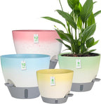 4-Piece Planter Set, 12/10/9/8-inch Self-Watering Pots by Unknown