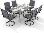 MELLCOM 7 Pieces Outdoor Dining Set, 6 Swivel Rocker Chairs - Image 9