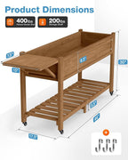 YEFU Raised Garden Bed with Legs: 57x18x30in Elevated Poly Planter with Wheels - Image 7