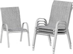 UDPATIO Patio Chairs Set of 4, Stackable Silver Outdoor Dining Chairs by UDPATIO