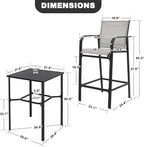 NUU GARDEN 5 Piece Outdoor Patio Bar Set, Textilene High Bar Stools, Square Bar - Image 9