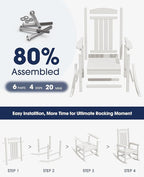 KINGYES HDPE Patio Rocking Chair Set of 2, Outdoor Rocking Chairs Porch Rocker - Image 8