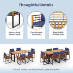 Tangkula 7 Piece Patio Dining Set, Acacia Wood Dining Chair & Table Set - Image 7