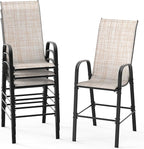 VINGLI Set of 4 Stackable Outdoor Bar Stools – Sling Chairs by VINGLI