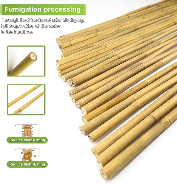 25pcs 7/20" D Thicker Heavy Duty Bamboo Stakes, 3FT Plant Stakes, Natural - Image 3