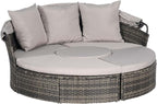 Merax 5 Pieces Outdoor Patio Round Daybed Furniture, All-Weather Wicker - Image 7