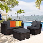 Tangkula 4 Pieces Patio Rattan Sofa Set, Outdoor Wicker Sectional Furniture Set - Image 2