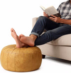 Thgonwid Unstuffed Moroccan Storage Pouf Foot Stool Ottoman Seat Handmade Faux - Image 6