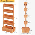 Vertical Wooden Raised Garden Bed Planters Wood Planter Kit Plant Stand Flower - Image 3