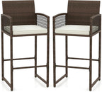 Tangkula Patio Bar Stools Set of 2, PE Rattan Bar Height Chairs by TANGKULA