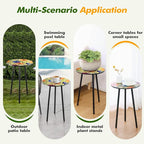 Party Zealot 2 Packs Metal Floral Round Side Table 13.2" Small Outdoor Patio - Image 6